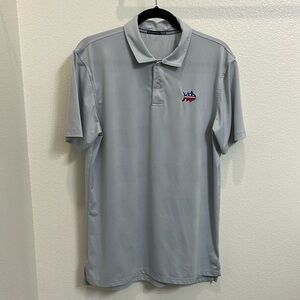Southern Tide Perforated Golf Polo Grey Red White Blue Logo Men’s Medium